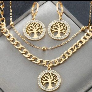Elegant Gold Tree of Life Jewelry Set